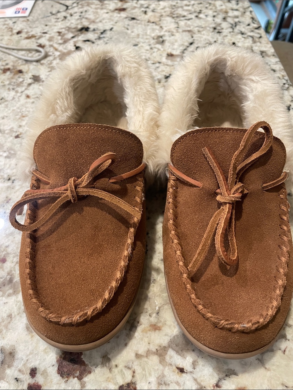 Clarks, Women’s Cozy Faux-Fur Lined Moccasin Slippers - Chestnut Brown